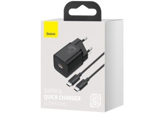 Baseus BASEUS ŁADOWARKA SIECIOWA Z KABLEM USB-C DO USB-C TZCCSUP-L01 SUPER SI 1C 25W CZARNA