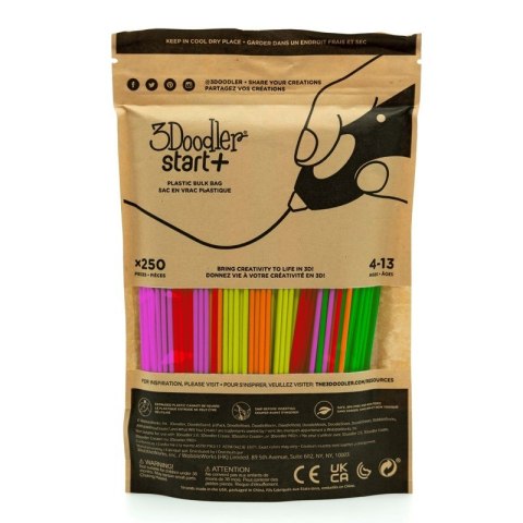 3Doodler 3DOODLER START FILAMENT ECO 2.5MM, 250 SZTUK, 5 KOLORÓW (NEON CZERW,POM,ZIEL,RÓŻ,ZÓŁĆ), NEON GLOW 3DS-ECO-MIX3-250