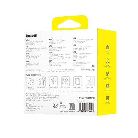 Baseus Słuchawki bezprzewodowe Baseus Bowie E16 (biały)