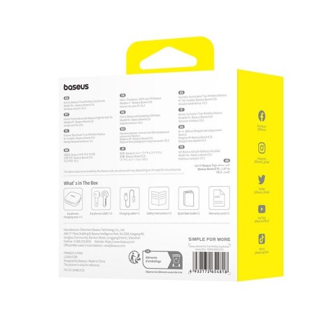 Baseus Słuchawki bezprzewodowe Baseus Bowie E16 niebieski