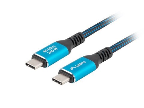 Lanberg LANBERG KABEL USB-C M/M USB4 0.5M 240W 8K 60HZ CZARNO-NIEBIESKI