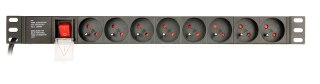 GEMBIRD GEMBIRD LISTWA ZASILAJĄCA RACK 19" PDU EG-PDU-014-F 1U, 16A, 8X FRANCUSKIE GNIAZDO, WTYK SCHUKO, KABEL 3M