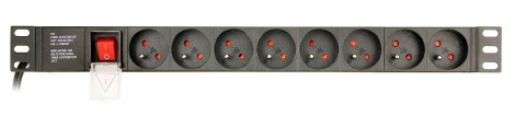 GEMBIRD GEMBIRD LISTWA ZASILAJĄCA RACK 19" PDU EG-PDU-014-F 1U, 16A, 8X FRANCUSKIE GNIAZDO, WTYK SCHUKO, KABEL 3M