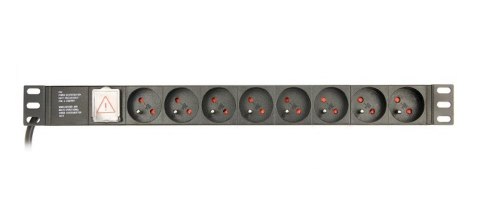 GEMBIRD GEMBIRD LISTWA ZASILAJĄCA RACK 19" PDU EG-PDU-014-FC14 1U, 16A, 8X FRANCUSKIE GNIAZDO, WTYK C14, KABEL 3M