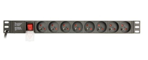 GEMBIRD GEMBIRD LISTWA ZASILAJĄCA RACK 19" PDU EG-PDU-014-FC14 1U, 16A, 8X FRANCUSKIE GNIAZDO, WTYK C14, KABEL 3M