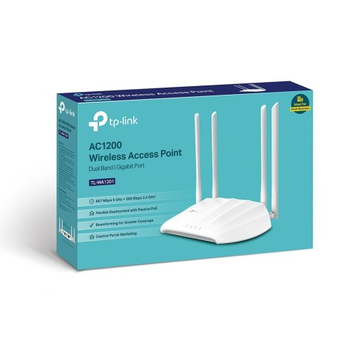 TP-LINK Access Point TP-LINK TL-WA1201 Dwa pasma Wi-Fi w standardzie AC1200 - 867 Mb/s w paśmie 5 GHz i 300 Mb/s w paśmie 2,4 GHz. (WYPR