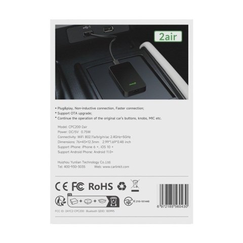 CARLINKIT Adapter CARLINKIT 5.0 2Air Bezprzewodowy Carplay Android Auto Carlink 5 czarny