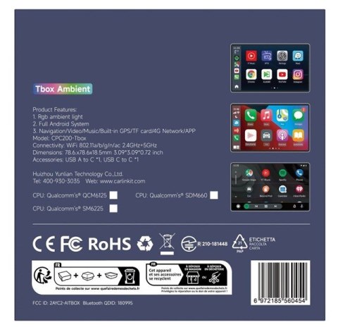 CARLINKIT Adapter CARLINKIT TBOX Ambient 8GB+128GB Android 13- 8G/128G Carplay I Android Auto czarny