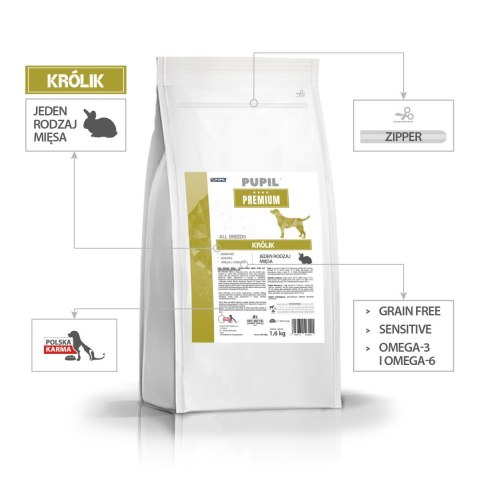 PUPIL PUPIL Premium mono bogata w królika Breads 1,6 kg