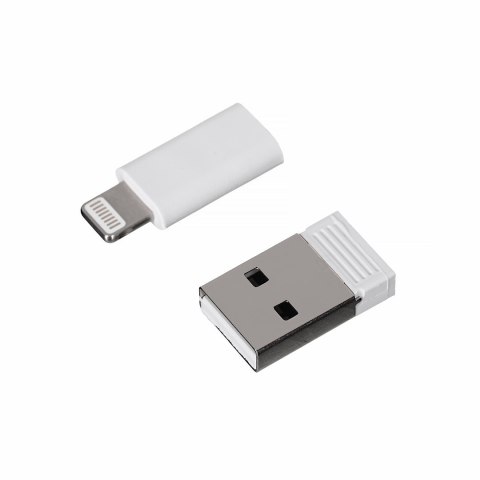 Activejet Activejet smycz z przewodem do ładowania 3w1 biała. Końcówki z różnymi złączami: USB-C, Adapter Lightning, USB-A.