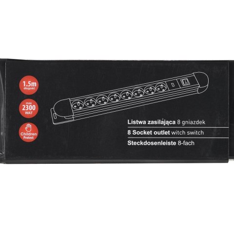 Maclean MACLEAN LISTWA ZASILAJĄCA 8 GNIAZD PODŚWIETLANY WŁĄCZNIK OCHRONA DLA DZIECI MCE11