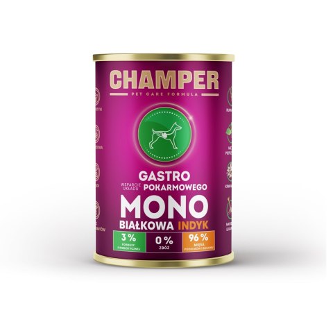 CHAMPER CHAMPER GASTRO MONOBIAŁKOWA indyk mokra karma dla psa 400g
