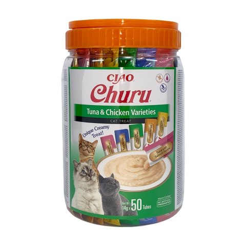 INABA INABA CHURU Varieties Tuńczyk i Kurczak -kot 50x14g