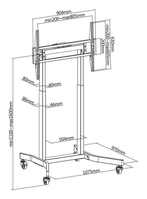 TECHly TECHLY STOJAK MOBILNY TV 55-100" DO 120KG ELEKTRYC