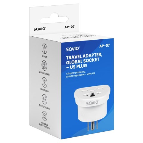 SAVIO SAVIO ADAPTER PODRÓŻNY GNIAZDO GLOBALNE - WTYK US AP-07