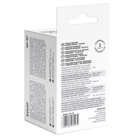 SAVIO SAVIO ADAPTER PODRÓŻNY GNIAZDO GLOBALNE - WTYK US AP-07