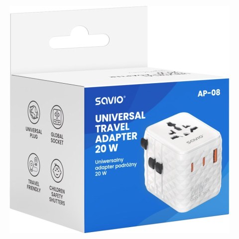 SAVIO SAVIO UNIWERSALNY ADAPTER PODRÓŻNY 20W AP-08