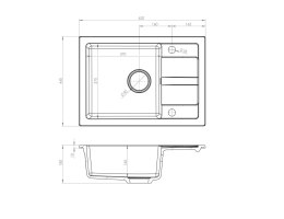 Maidsinks Czarny zestaw zlewozmywak z baterią giętką - zlew MAIDSINKS BALI (62x44) 1B1D czarny + bateria Flessi Black Edition czarna