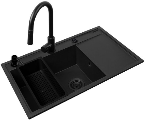 Zestaw - Zlewozmywak PYRAMIS CAMEA (79x50) 1B 1D L + Bateria IDEA Black Edition - 070168402BE - Volcano Zestaw - Zlewozmywak PYRAMIS CAMEA (79x50) 1B 1D L + Bateria IDEA Black Edition - 070168402BE - Volcano