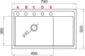 PYRAMIS Zlewozmywak granitowy PYRAMIS CAMEA (79x50) 1B 1D L volcano 070168401 jednokomorowy z ociekaczem czarny