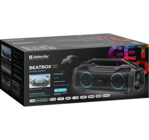 DEFENDER GŁOŚNIK BEATBOX 50 BLUETOOTH 50W BT/RGB/TF/TYPEC/IPX5/PWB 65950 DEFENDER GŁOŚNIK BEATBOX 50 BLUETOOTH 50W BT/RGB/TF/TYPEC/IPX5/PWB 65950