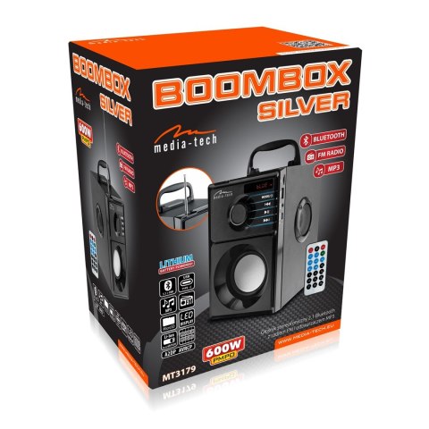 MEDIA-TECH GŁOŚNIK BEZPRZEWODOWY BOOMBOX SILVER 15W MRS MT3179 MEDIA-TECH GŁOŚNIK BEZPRZEWODOWY BOOMBOX SILVER 15W MRS MT3179