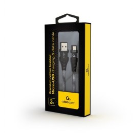 GEMBIRD GEMBIRD KABEL PREMIUM MICRO USB 2.0 AM-MBM5P (METALOWE WTYKI,OPLOT) 2M, CZARNY/BIAŁY
