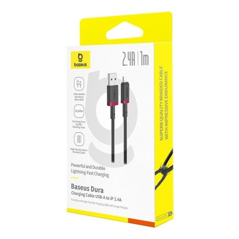 Kabel Baseus Dura 2.4A 1m (czerwono-czarny) Kabel Baseus Dura 2.4A 1m (czerwono-czarny)