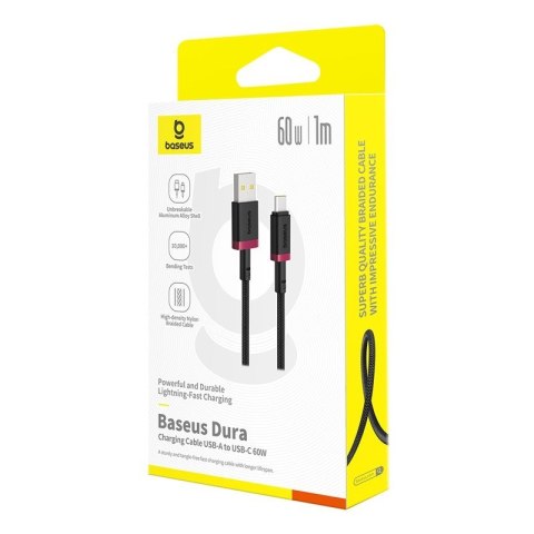 Kabel Baseus Dura USB-Typ C 60W 2m (czerwono-czarny) Kabel Baseus Dura USB-Typ C 60W 2m (czerwono-czarny)