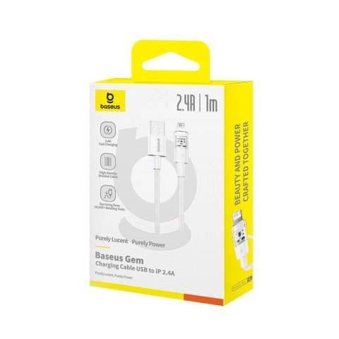 Kabel Baseus Gem 2.4A 1m (biały) Kabel Baseus Gem 2.4A 1m (biały)