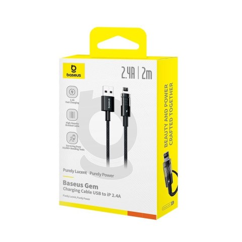 Kabel Baseus Gem Typ C 2.4A 2m (czarny) Kabel Baseus Gem Typ C 2.4A 2m (czarny)