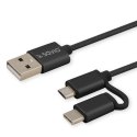SAVIO Kabel SAVIO CL-128 (Micro USB typu B, USB typu C - USB 2.0 typu A ; 1m; kolor czarny)