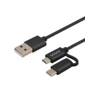 SAVIO Kabel SAVIO CL-128 (Micro USB typu B, USB typu C - USB 2.0 typu A ; 1m; kolor czarny)