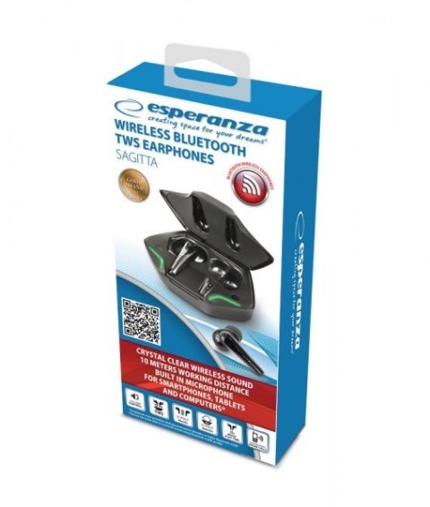 ESPERANZA SŁUCHAWKI DOUSZNE BLUETOOTH TWS SAGITTA EH231K ESPERANZA SŁUCHAWKI DOUSZNE BLUETOOTH TWS SAGITTA EH231K