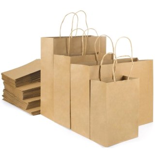 BSTech Torba Papierowa z rączką brązowa 210x110x270 zestaw 25 szt., Grubość : 120 gsm