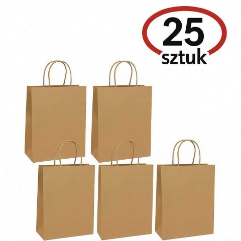 BSTech Torba Papierowa z rączką brązowa 210x110x270 zestaw 25 szt., Grubość : 120 gsm BSTech Torba Papierowa z rączką brązowa 210x110x270 zestaw 25 szt., Grubość : 120 gsm