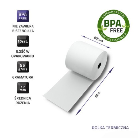 QOLTEC ROLKA TERMICZNA 80X80 | 55G/M2 | 10SZT. | BPA FREE QOLTEC ROLKA TERMICZNA 80X80 | 55G/M2 | 10SZT. | BPA FREE