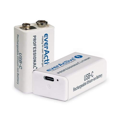 EVERACTIVE AKUMULATOREK 6F22/9V LI-ION 550 MAH Z USB TYP C EVHR22-550C EVERACTIVE AKUMULATOREK 6F22/9V LI-ION 550 MAH Z USB TYP C EVHR22-550C