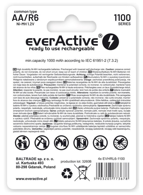 EVERACTIVE AKUMULATORKI AA / R6 EVERACTIVE NI-MH 1100 MAH INFINITY LINE - BLISTER 4 SZTUKI EVHRL6-1100 EVERACTIVE AKUMULATORKI AA / R6 EVERACTIVE NI-MH 1100 MAH INFINITY LINE - BLISTER 4 SZTUKI EVHRL6-1100