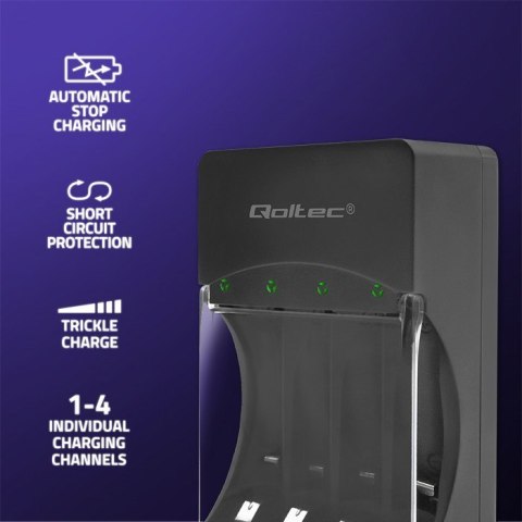 QOLTEC ŁADOWARKA DO AKUMULATORKÓW NI-MH TYPU R03/AAA R06/AA | 300MA QOLTEC ŁADOWARKA DO AKUMULATORKÓW NI-MH TYPU R03/AAA R06/AA | 300MA