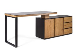 UNIQUE Biurko z blatem obrotowym i komodą NEIL czarny/dąb