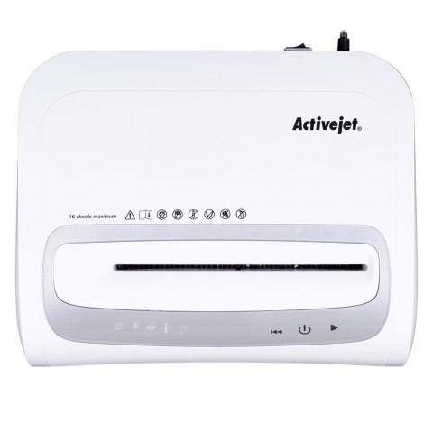 Niszczarka Activejet ASH-1602M, P-5, 28 l, ścinki 2x14 mm, biała Niszczarka Activejet ASH-1602M, P-5, 28 l, ścinki 2x14 mm, biała