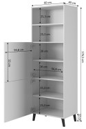 Cama MEBLE Witryna ABETO 60x40xH176,5 grafit/grafit połysk