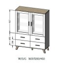 Cama MEBLE Witryna LOTTA 120 2D4S biały+ dąb sonoma