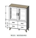 Cama MEBLE Witryna LOTTA 120 2D4S wotan + czarny mat