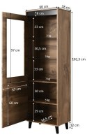 Cama MEBLE Witryna NORD 60x38x182,5 dąb wotan/antracyt