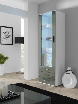Cama MEBLE Witryna SOHO S1 biały/ szary połysk