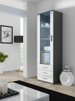 Cama MEBLE Witryna SOHO S1 szary/ biały połysk