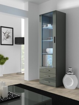 Cama MEBLE Witryna SOHO S1 szary/ szary połysk