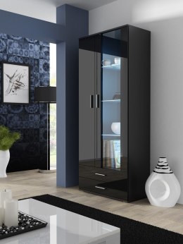 Cama MEBLE Witryna SOHO S6 2D2S czarny/ czarny połysk